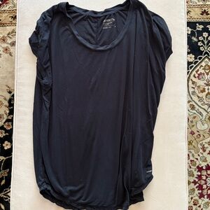 Mondetta black short sleeved ruffle loose fitting blouse (M)